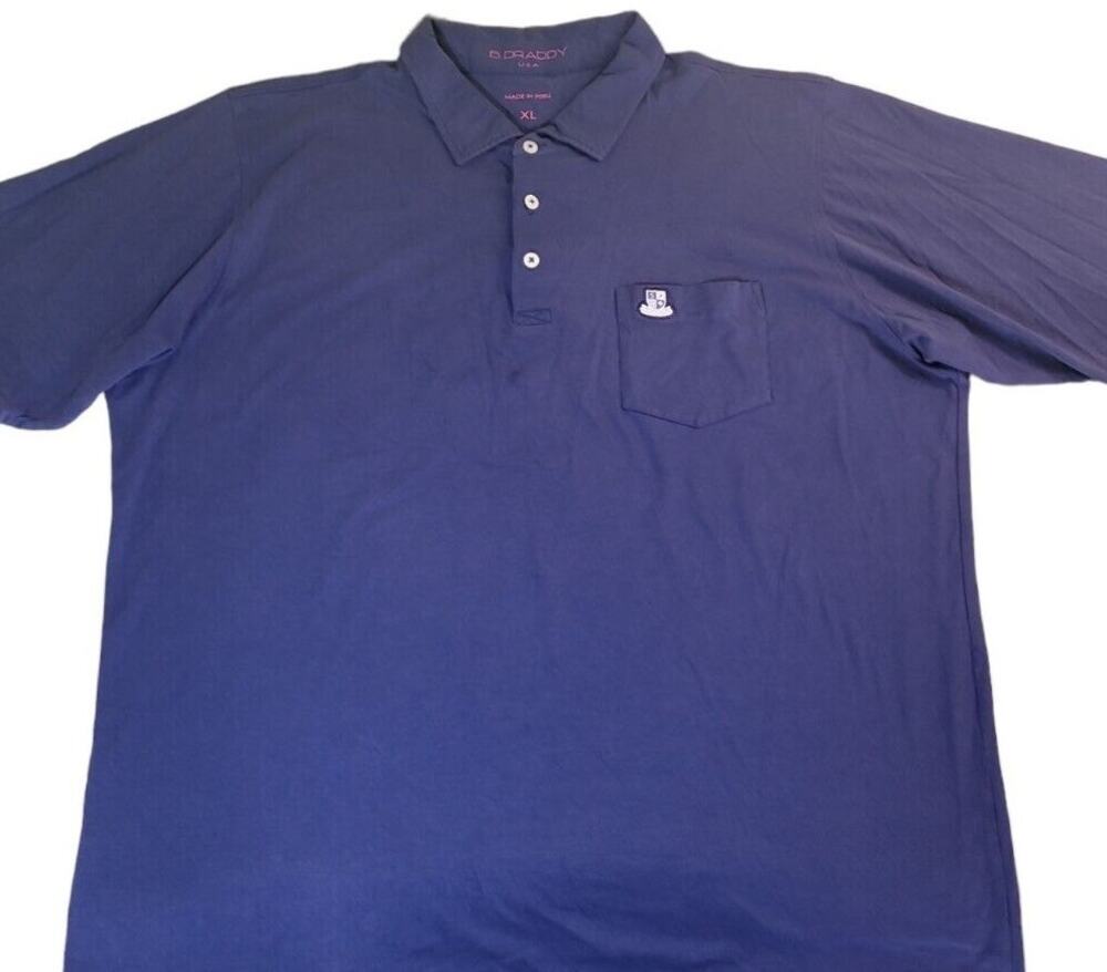 B. Draddy Men's Blue Performance Golf Polo Pima Cotton Shirt Size XL Liam Logo